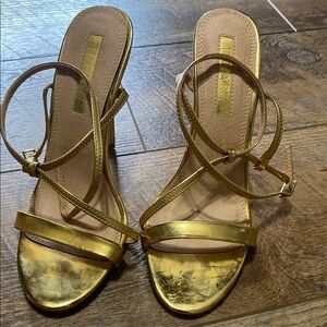 Liliana Gold Strappy Heels Women’s Size 6.5